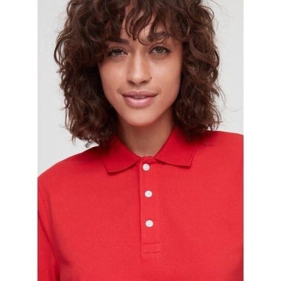 Aritzia TNA Red Jana Cropped Short Sleeve Polo Top XS - Picture 4 of 7